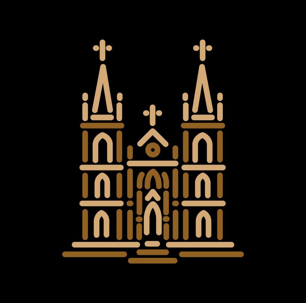 Mount Mary Church Mumbai building line illustration icon. vector