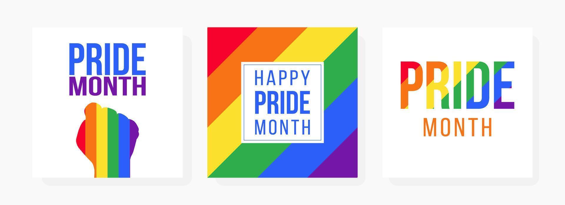 Pride month banner set vector