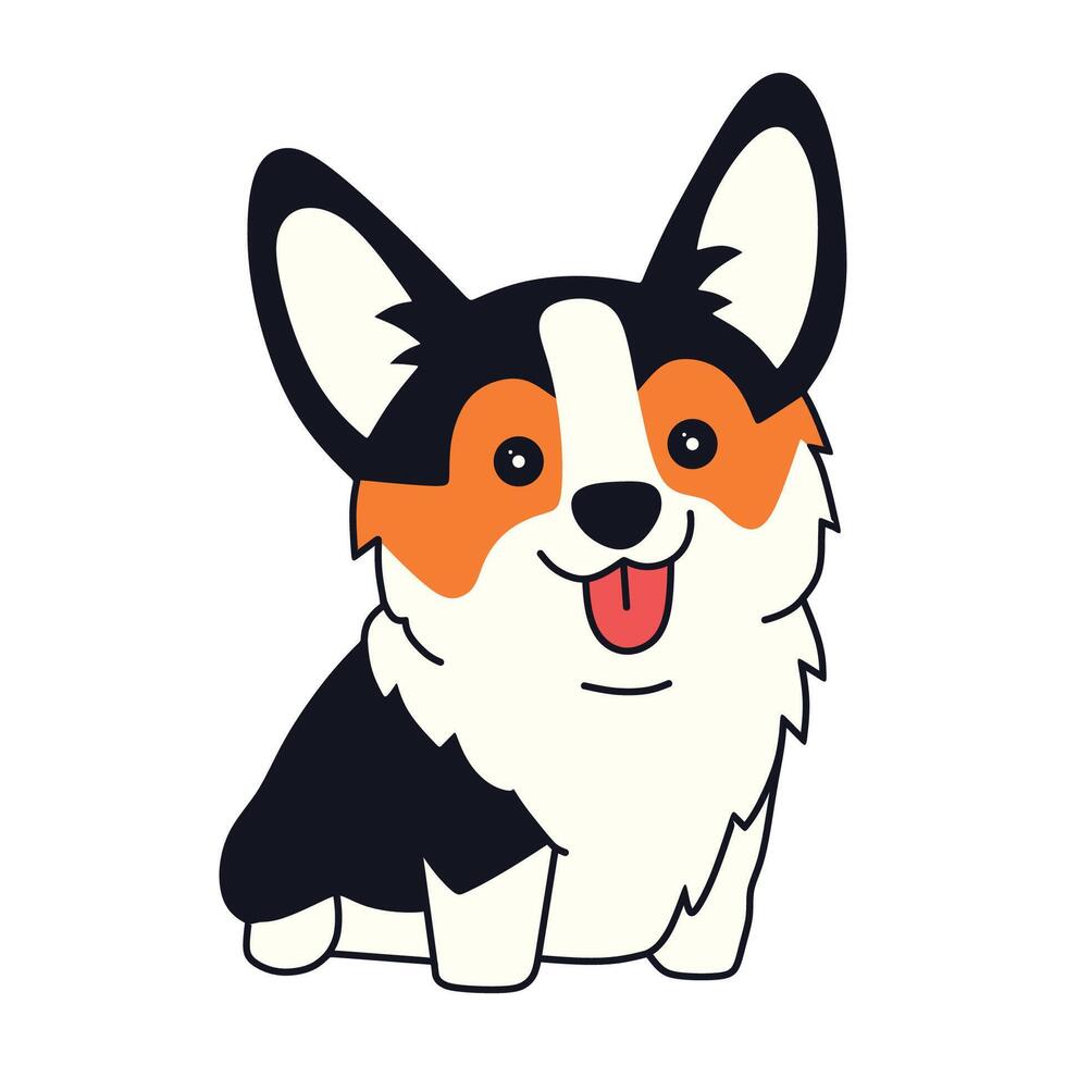 Cute Corgi sitting isolated on white background vector