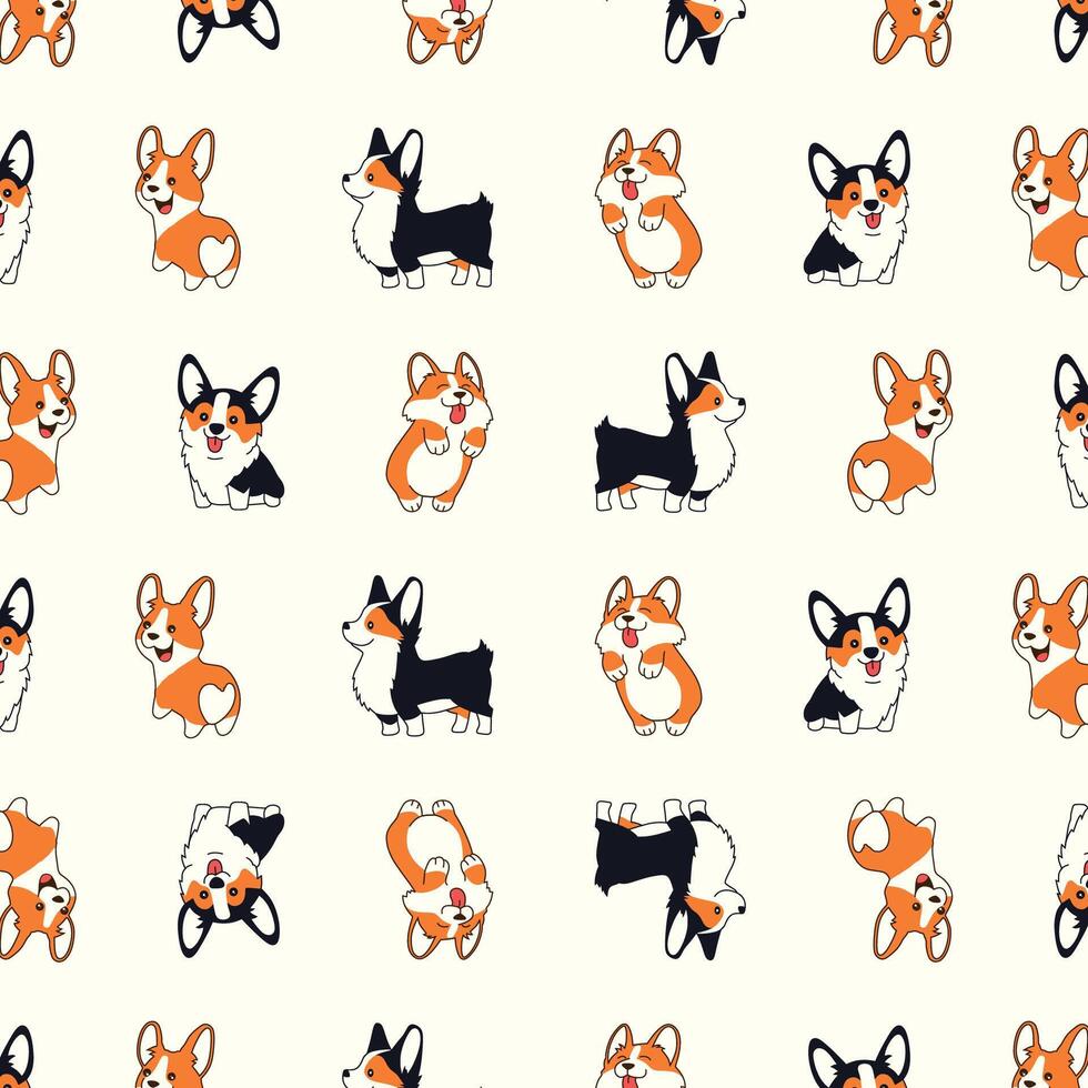 Cute seamless pattern with corgi dog vector