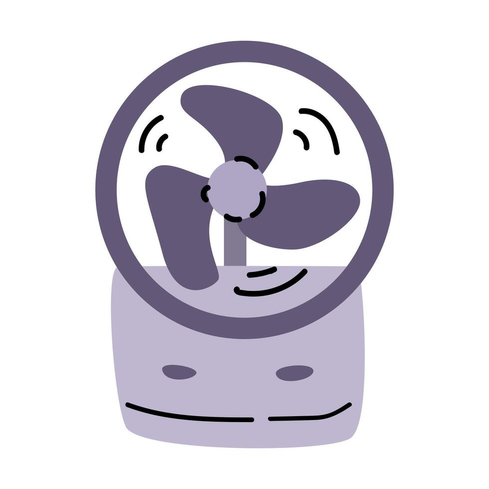 hand drawn simple portable fan - electric appliance vector