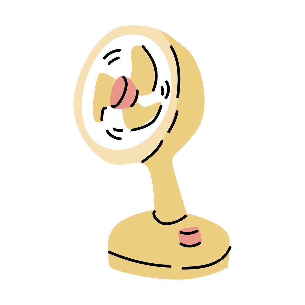 hand drawn simple portable fan - electric appliance vector