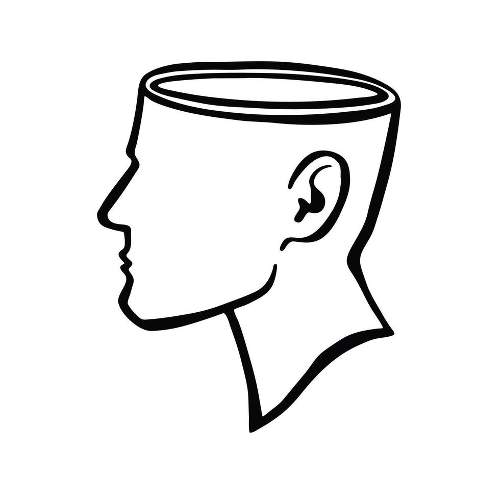 Vase in the shape of a human head outline illustration vector