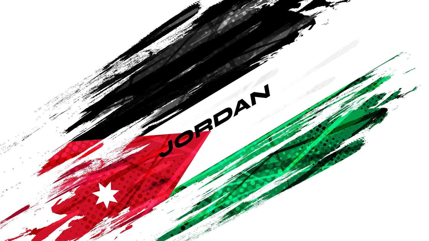 Jordan Flag in Brush Paint Style with Halftone Effect. National Flag of Jordan with Grunge Brush Concept vector