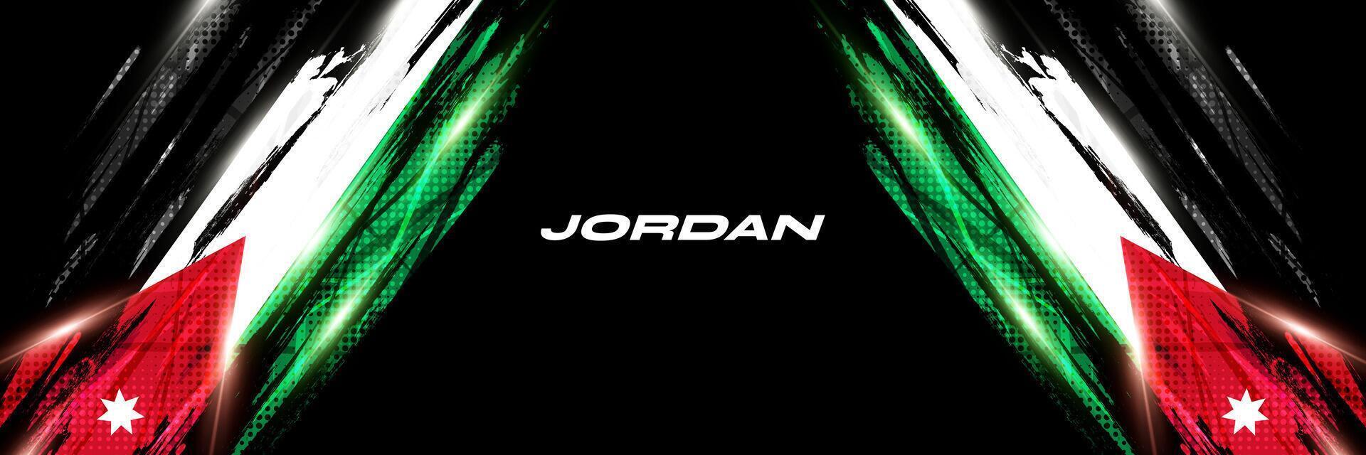 Jordan Flag in Brush Paint Style with Halftone Effect. National Flag of Jordan with Grunge Brush Concept vector
