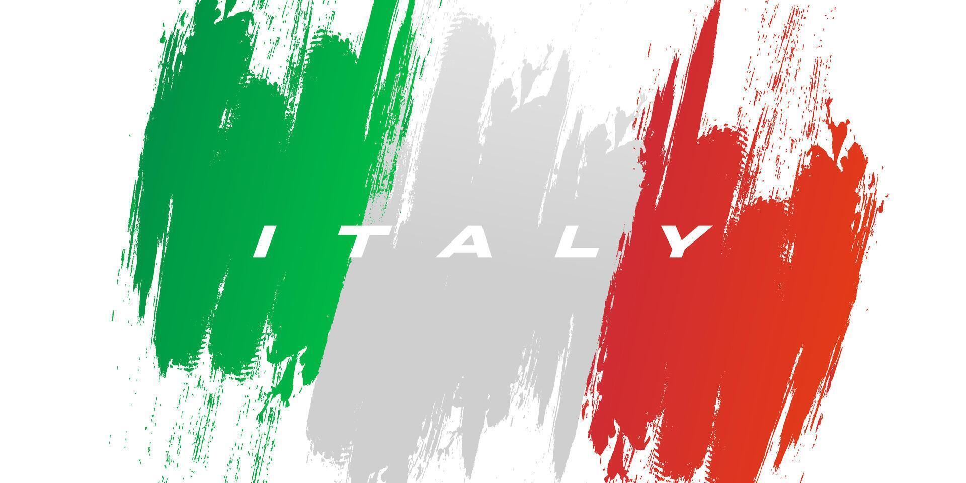 Italy Flag in Brush Paint Style. National Flag of Italy with Grunge Brush Concept vector