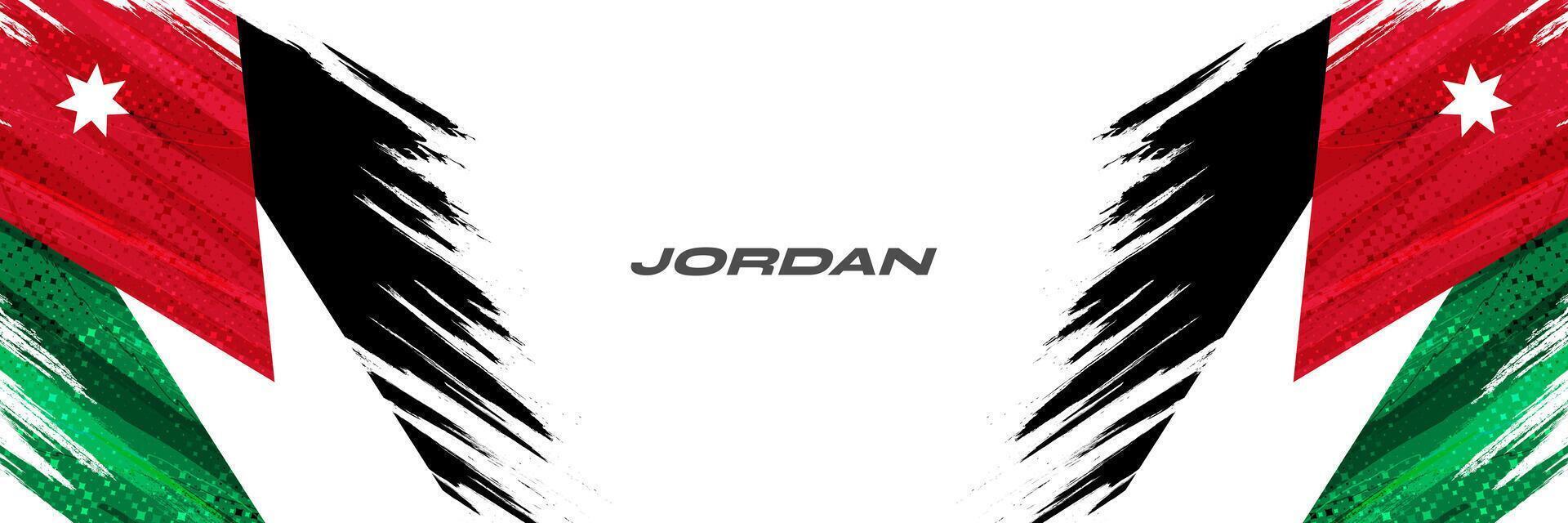 Jordan Flag in Brush Paint Style with Halftone Effect. National Flag of Jordan with Grunge Brush Concept vector
