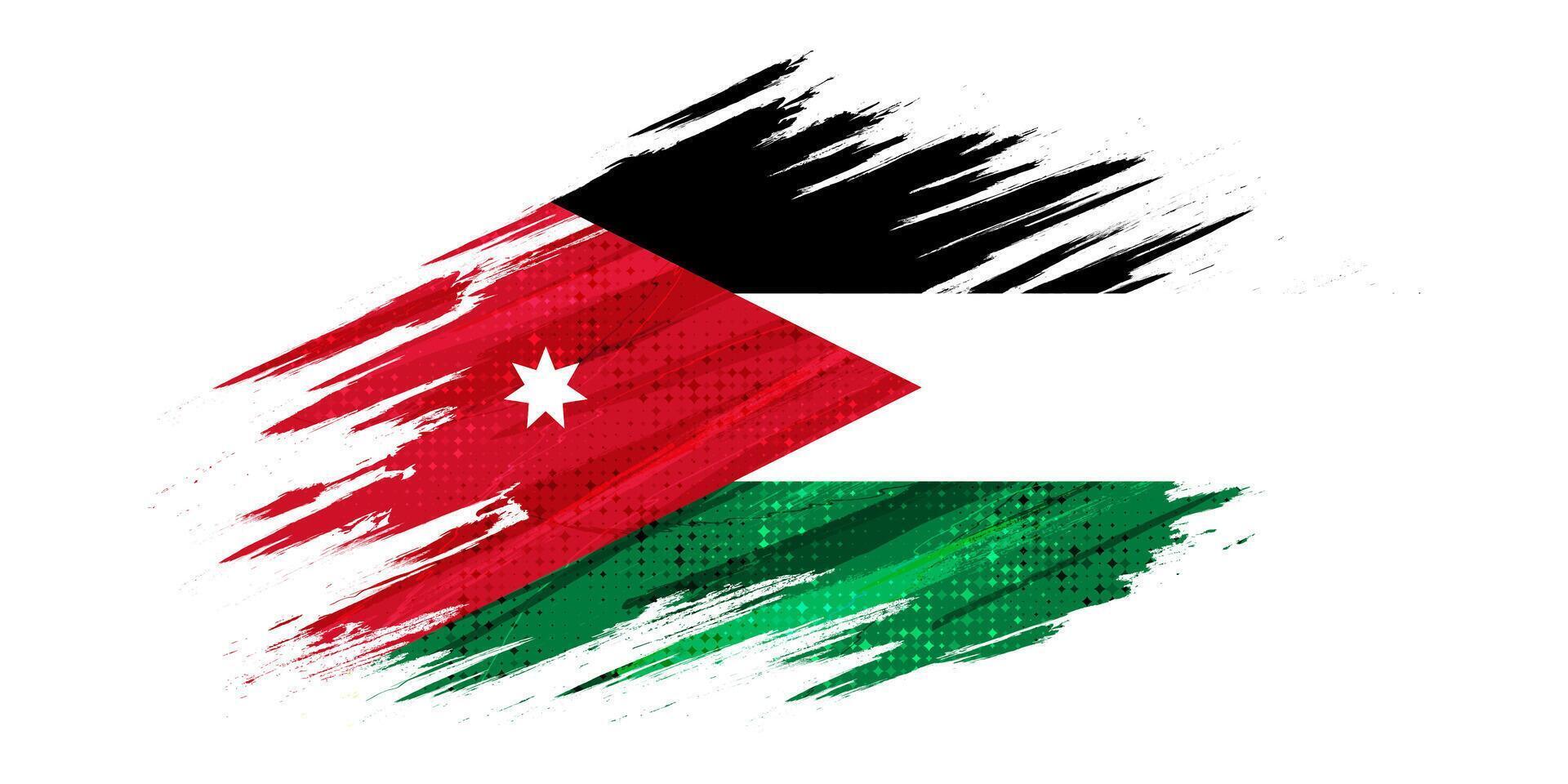 Jordan Flag in Brush Paint Style with Halftone Effect. National Flag of Jordan with Grunge Brush Concept vector