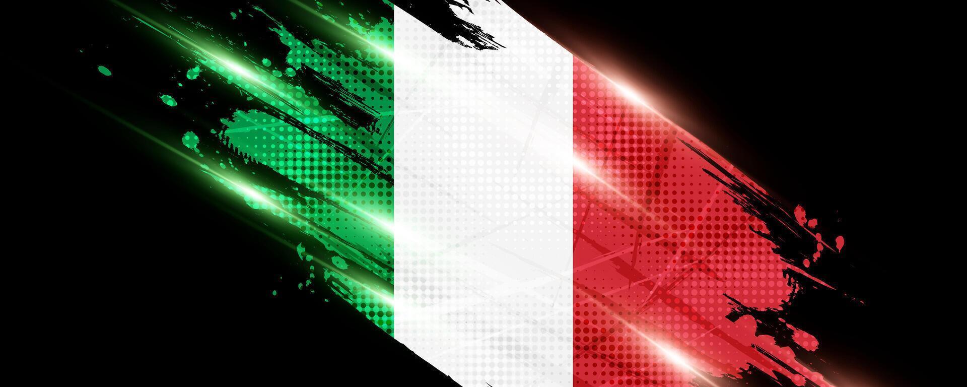 Italy Flag in Brush Paint Style with Halftone Effect. National Flag of Italy with Grunge Brush Concept vector