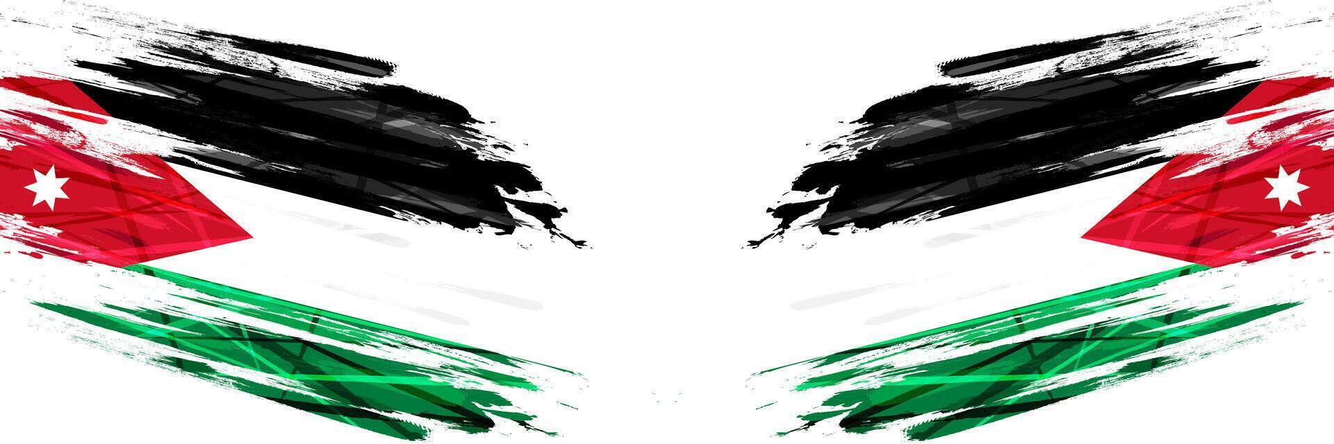 Jordan Flag in Brush Paint Style Isolated on White Background vector