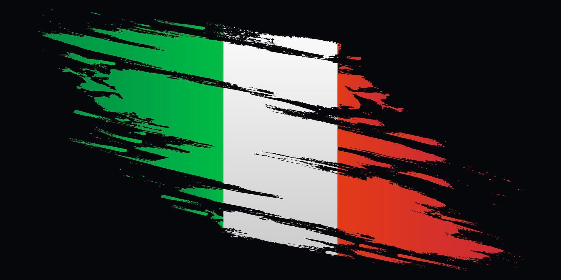 Italy Flag in Brush Paint Style. National Flag of Italy with Grunge Brush Concept vector