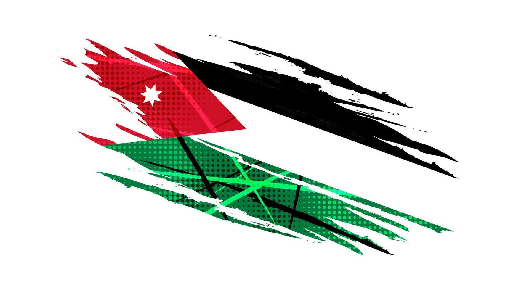 Jordan Flag in Brush Paint Style with Halftone Effect. National Flag of Jordan with Grunge Brush Concept vector