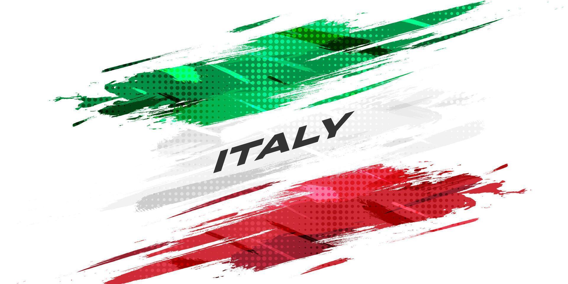 Italy Flag in Brush Paint Style with Halftone Effect. National Flag of Italy with Grunge Brush Concept vector