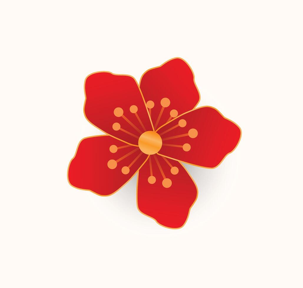 Red flower illustration vector