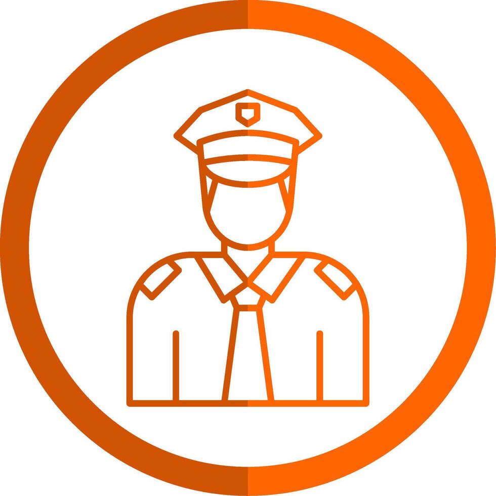 Policeman Line Orange Circle Icon vector