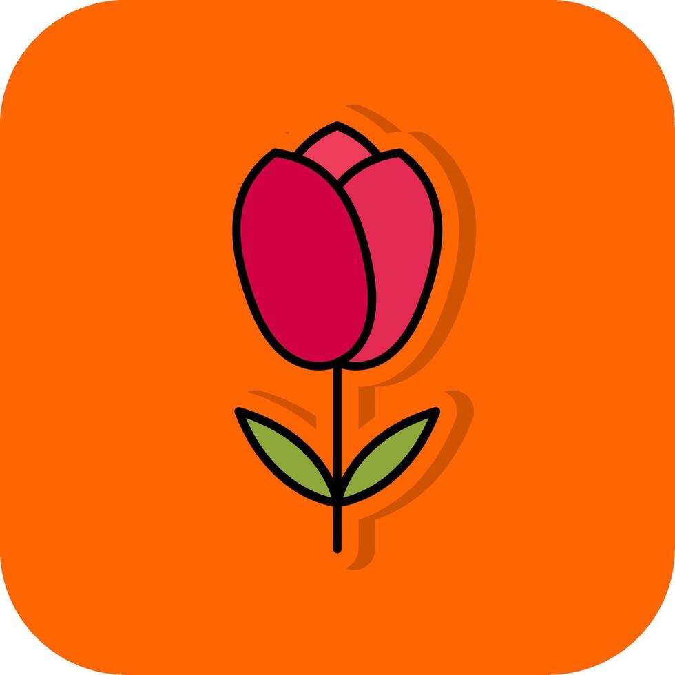 Tulip Filled Orange background Icon vector