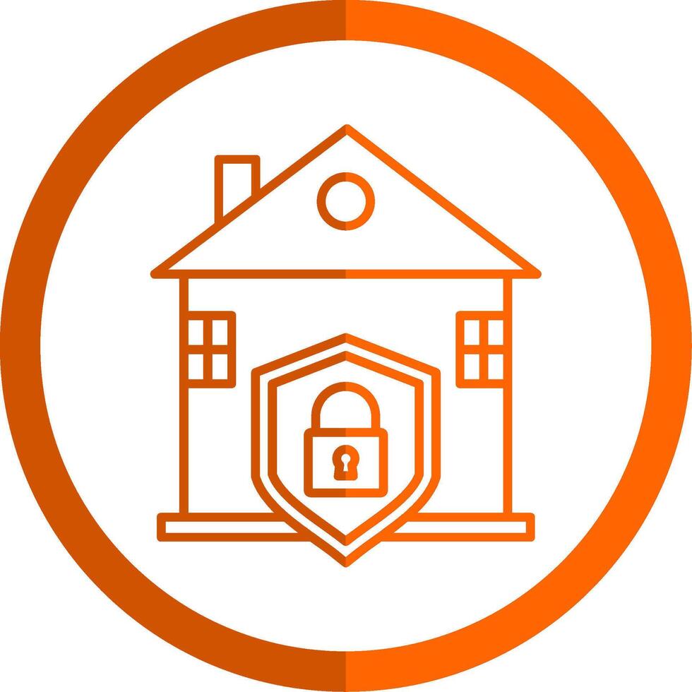 House Protection Line Orange Circle Icon vector