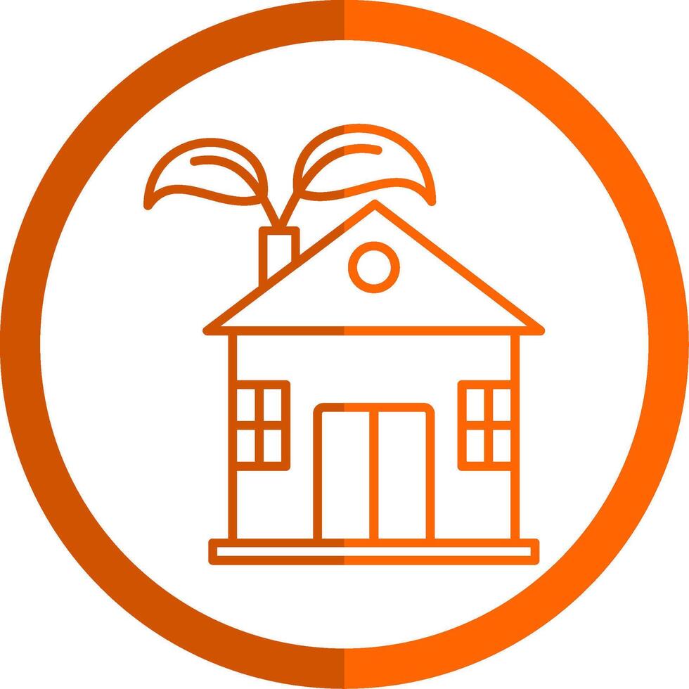 Eco House Line Orange Circle Icon vector