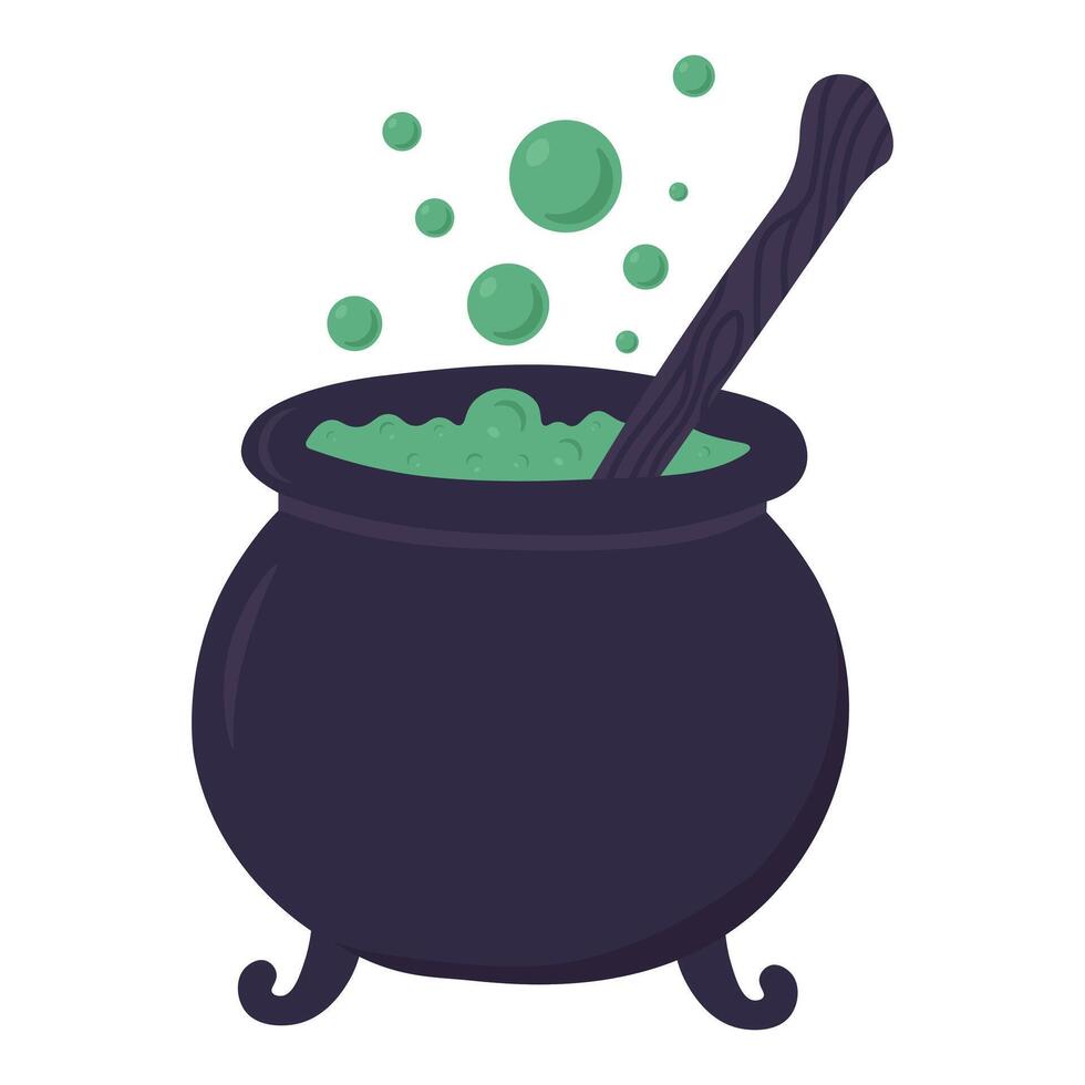Cauldron with potion. halloween illustration vector