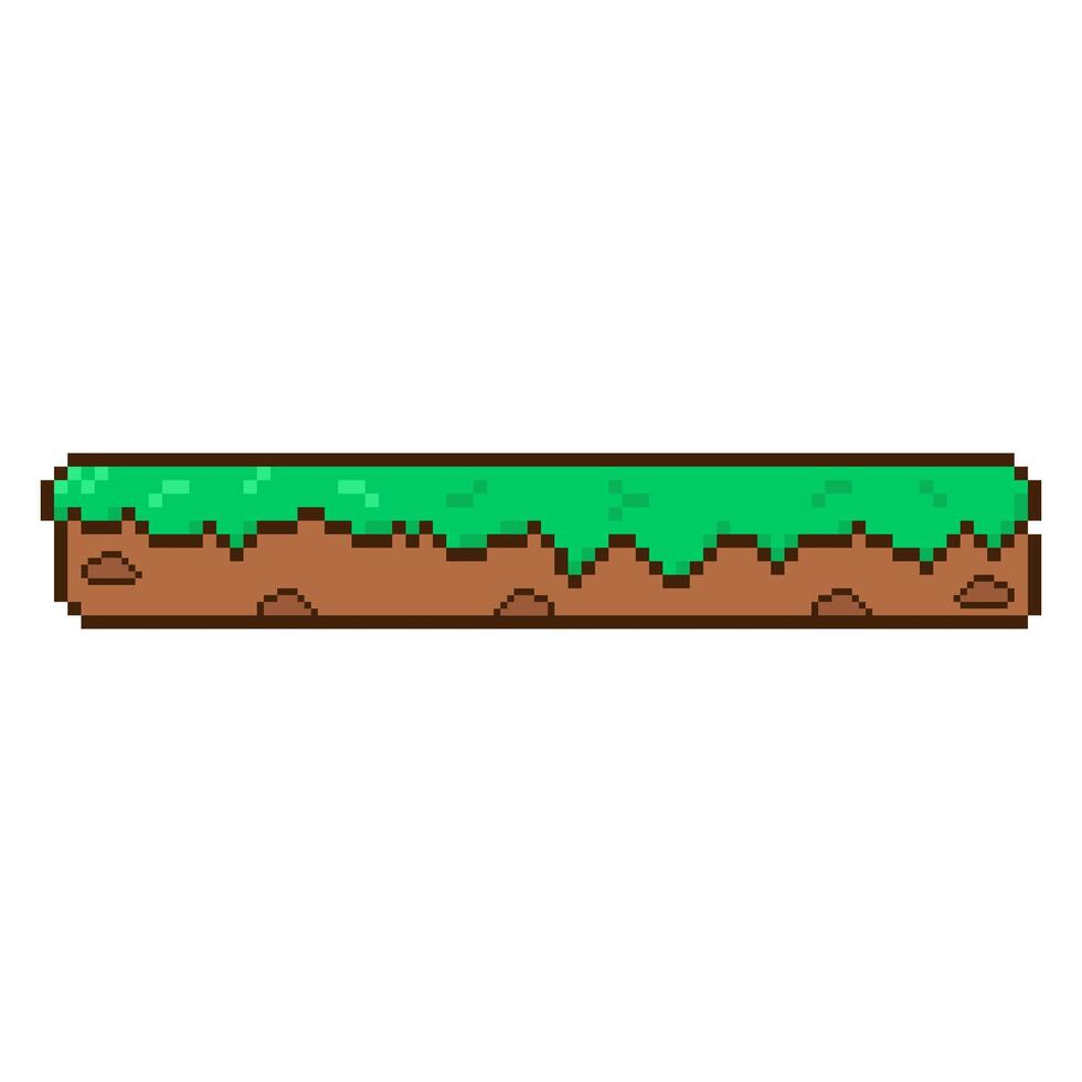 Grass platform for 8-bit games. icon in pixel art style vector