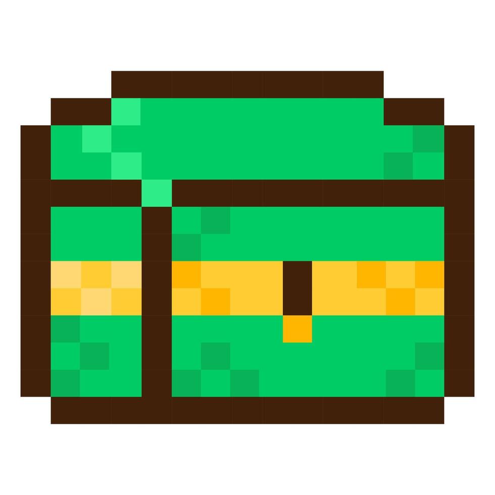 Treasure chest for 8-bit games. icon in pixel art style vector