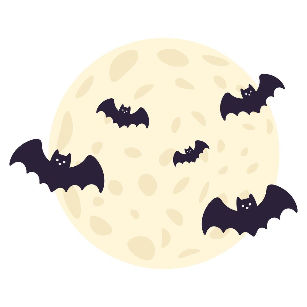 Full moon with bats. Halloween illustration vector