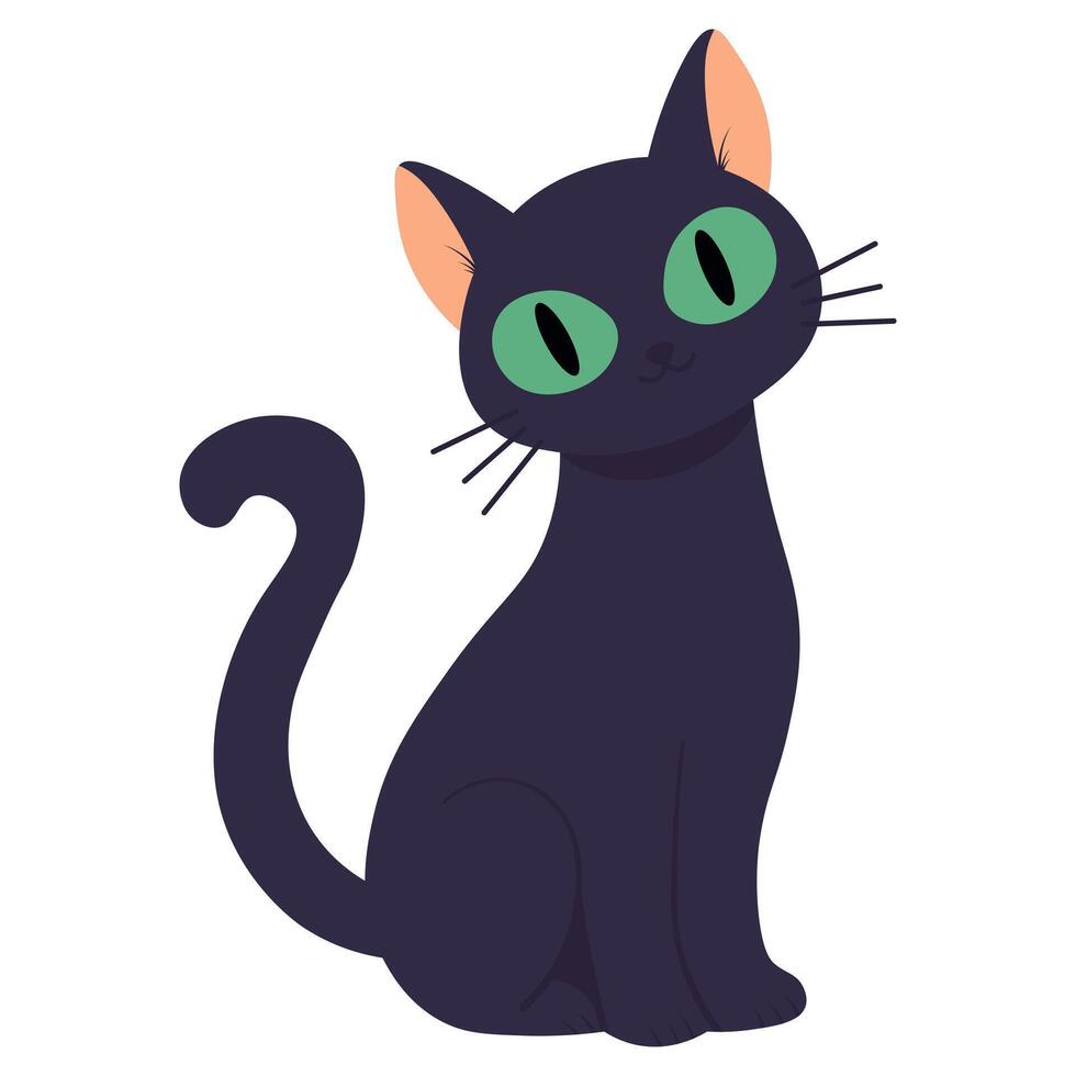 gato con verde ojos. Víspera de Todos los Santos ilustración vector