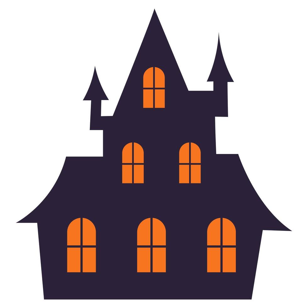 Silhouette of a castle with windows. Halloween illustration vector