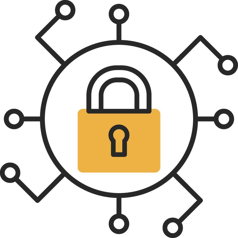 Secure Skined Filled Icon vector