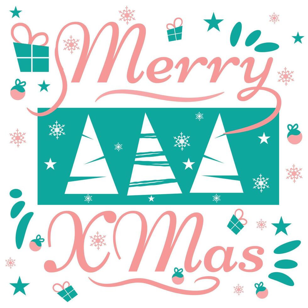 Christmas card, poster and text art with festival theme illustration on white background. vector