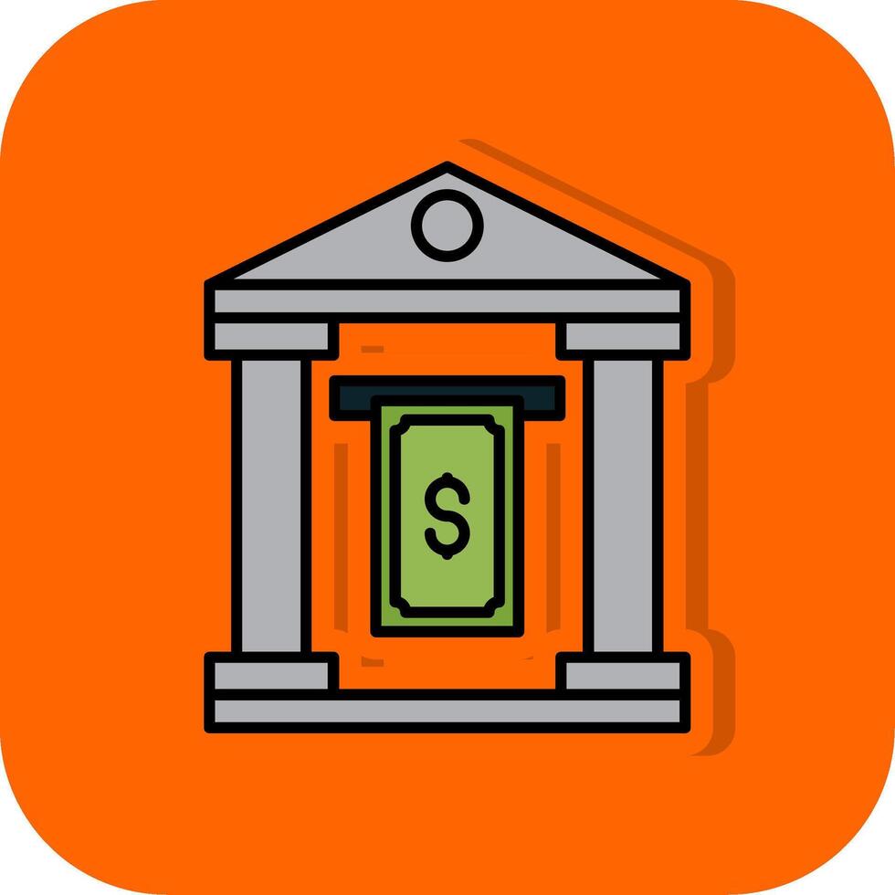 Cash Withdraw Filled Orange background Icon vector