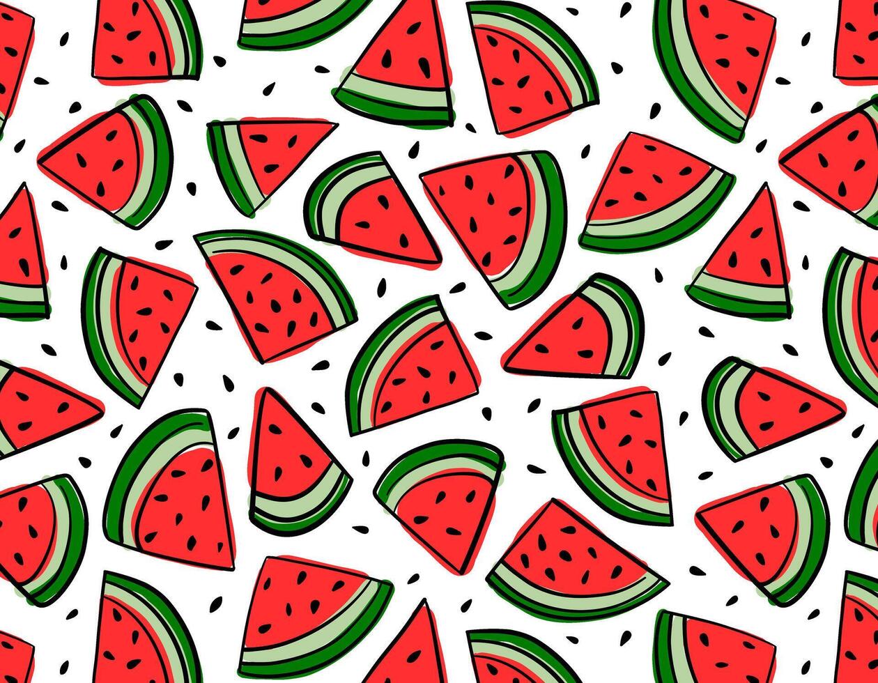 watermelon berry fruit chunks pattern white backgroung banner flyer web template concept slices red green turquoise summer august september party freshness holidays beach weekend food top view vector