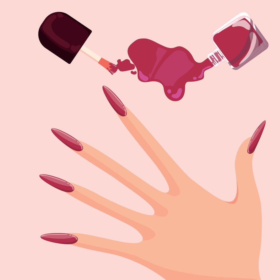 spilled nail polish on a pink background vector