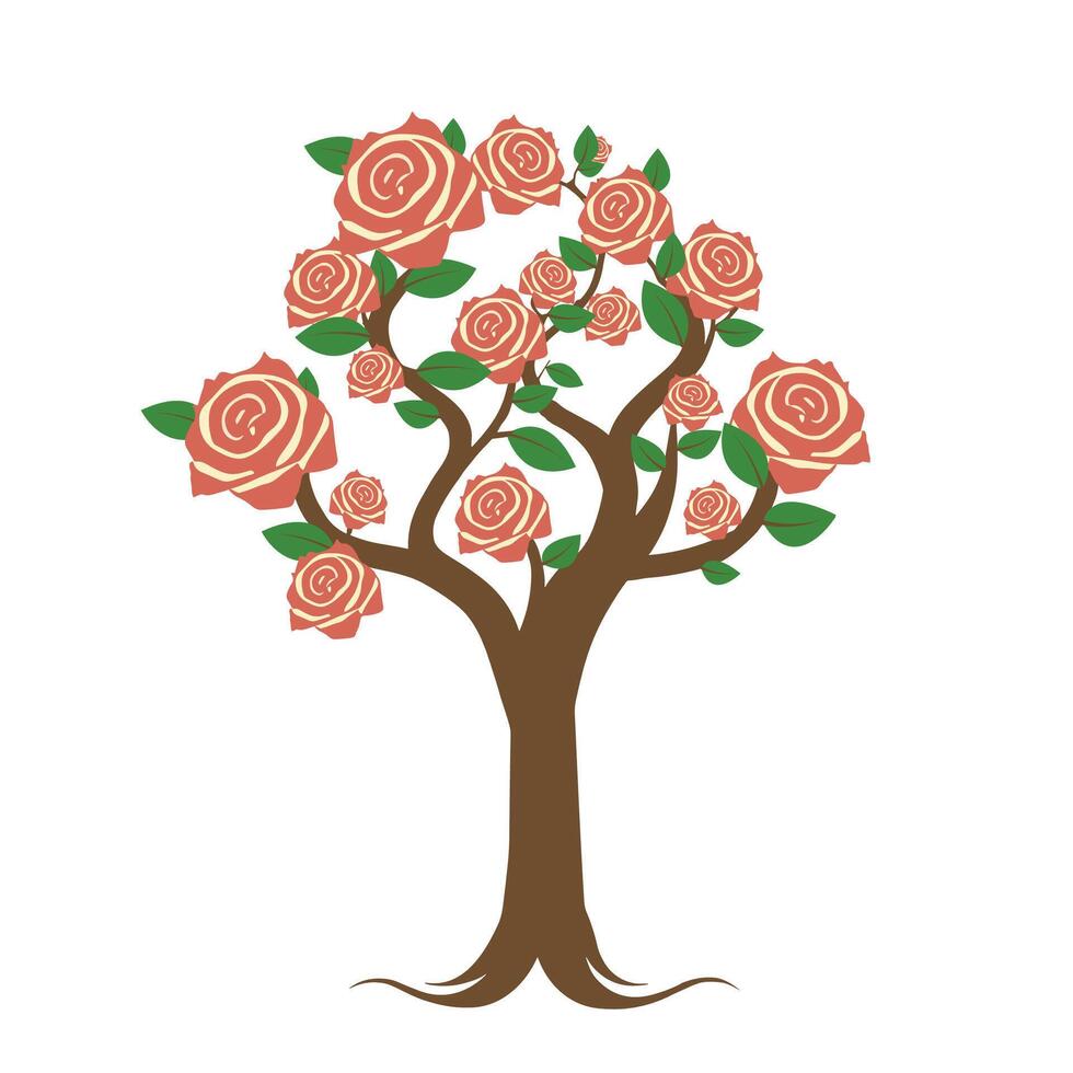 Rosa flores árbol vector