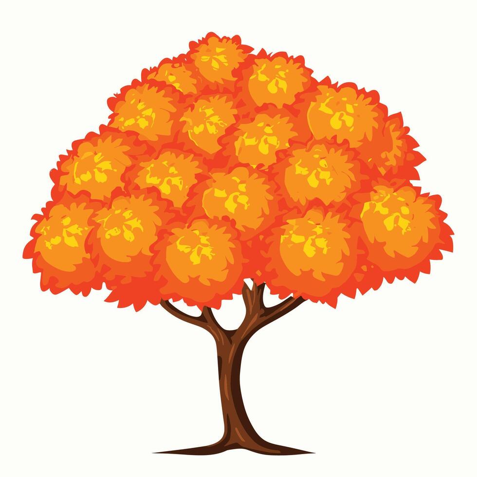 tree with orange color leaves vector