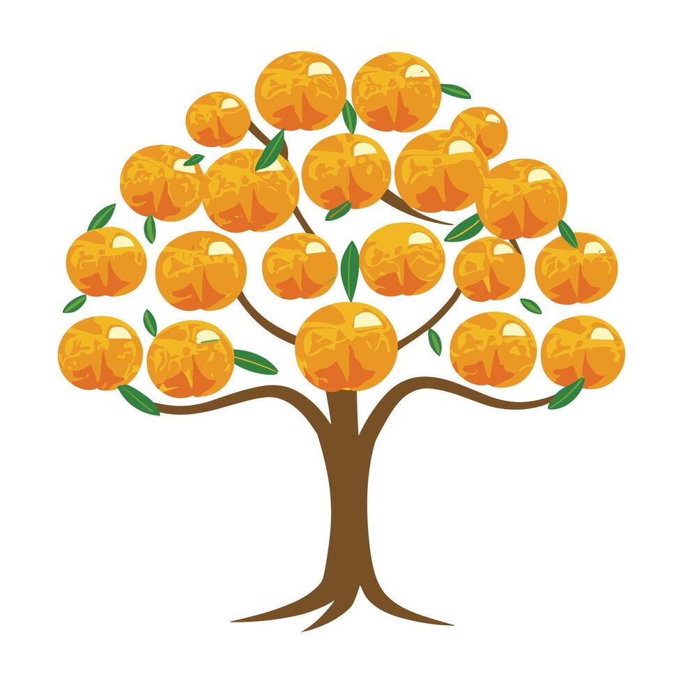 orange tree illustration vector