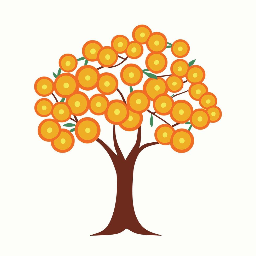 orange tree illustration vector