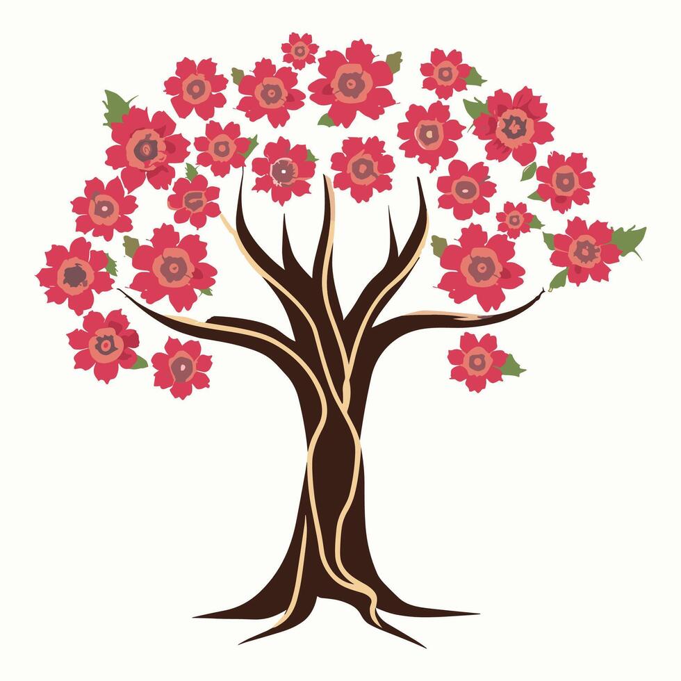 rose flowers tree vector