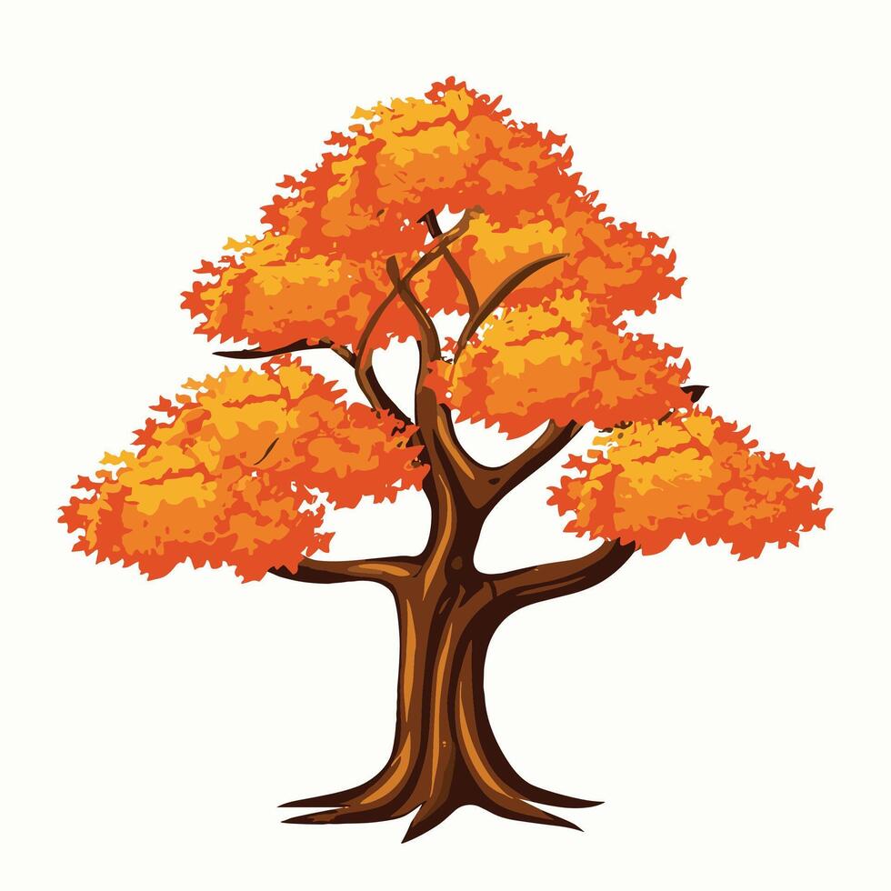 árbol con naranja color hojas vector