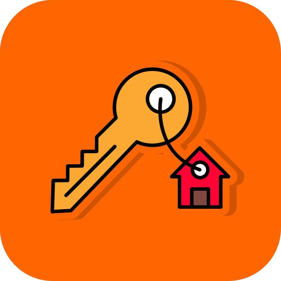 House Key Filled Orange background Icon vector