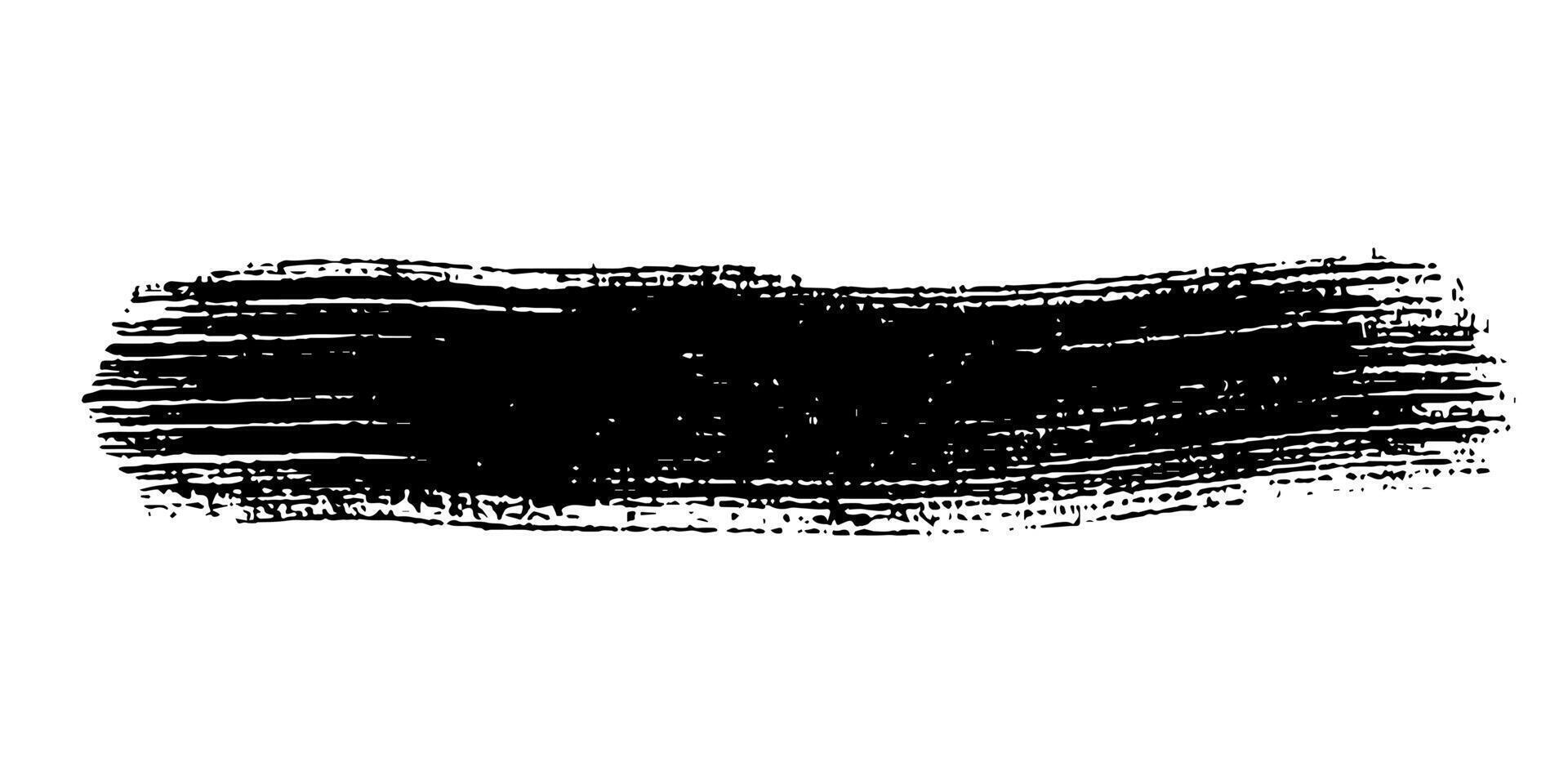 Black ink brush strokes watercolor, grunge texture, isolated, white background. vector
