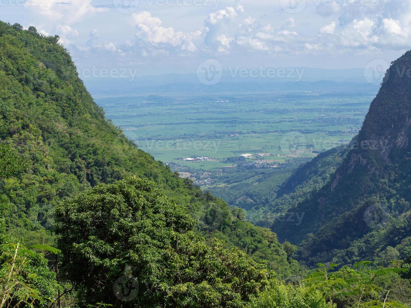 Scenic view landscape of mountains in northern Thailand photo