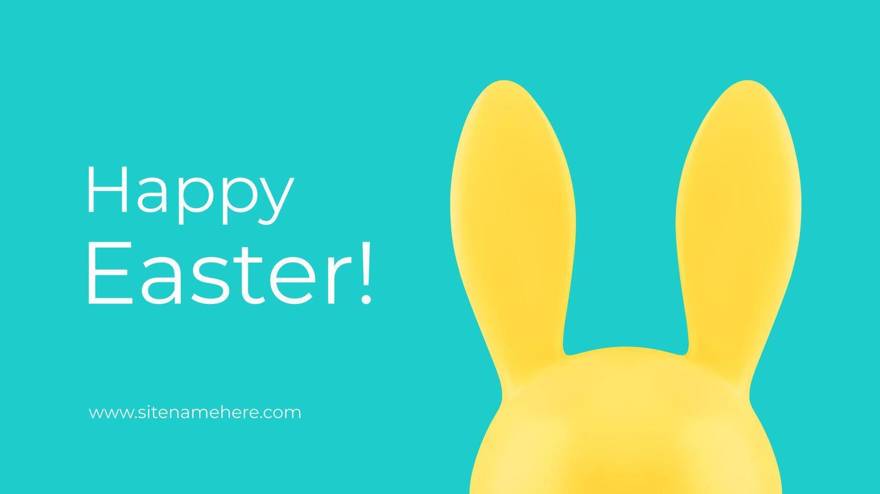 Happy Easter greeting banner design template 3d rabbit long ears realistic illustration vector