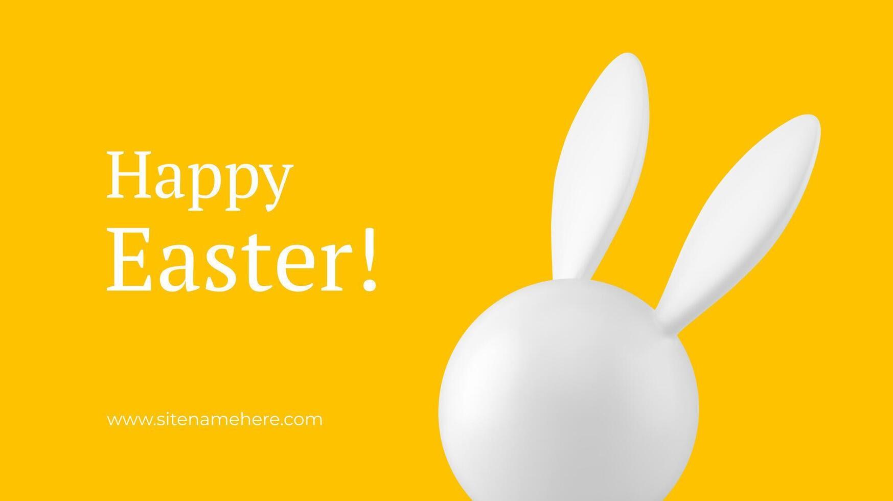 Happy Easter bunny head with long ears festive 3d banner design template realistic illustration vector