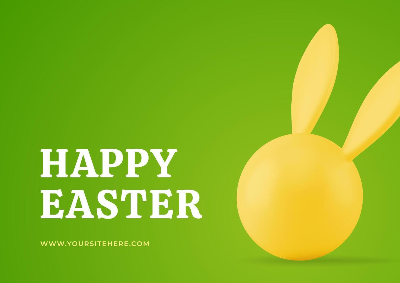 Happy Easter horizontal greeting card green rabbit bauble 3d design template realistic illustration vector