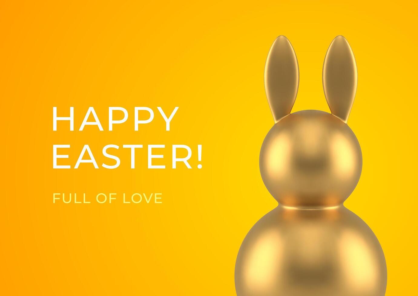 contento Pascua de Resurrección dorado metálico Conejo juguete 3d saludo tarjeta diseño modelo realista ilustración vector