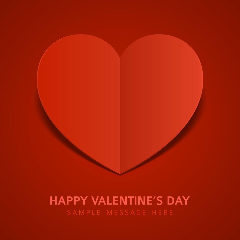 Valentines Day Card With Heart on Red Background vector