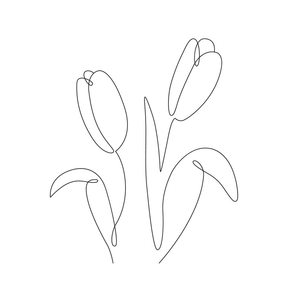 tulipanes uno línea Arte vector