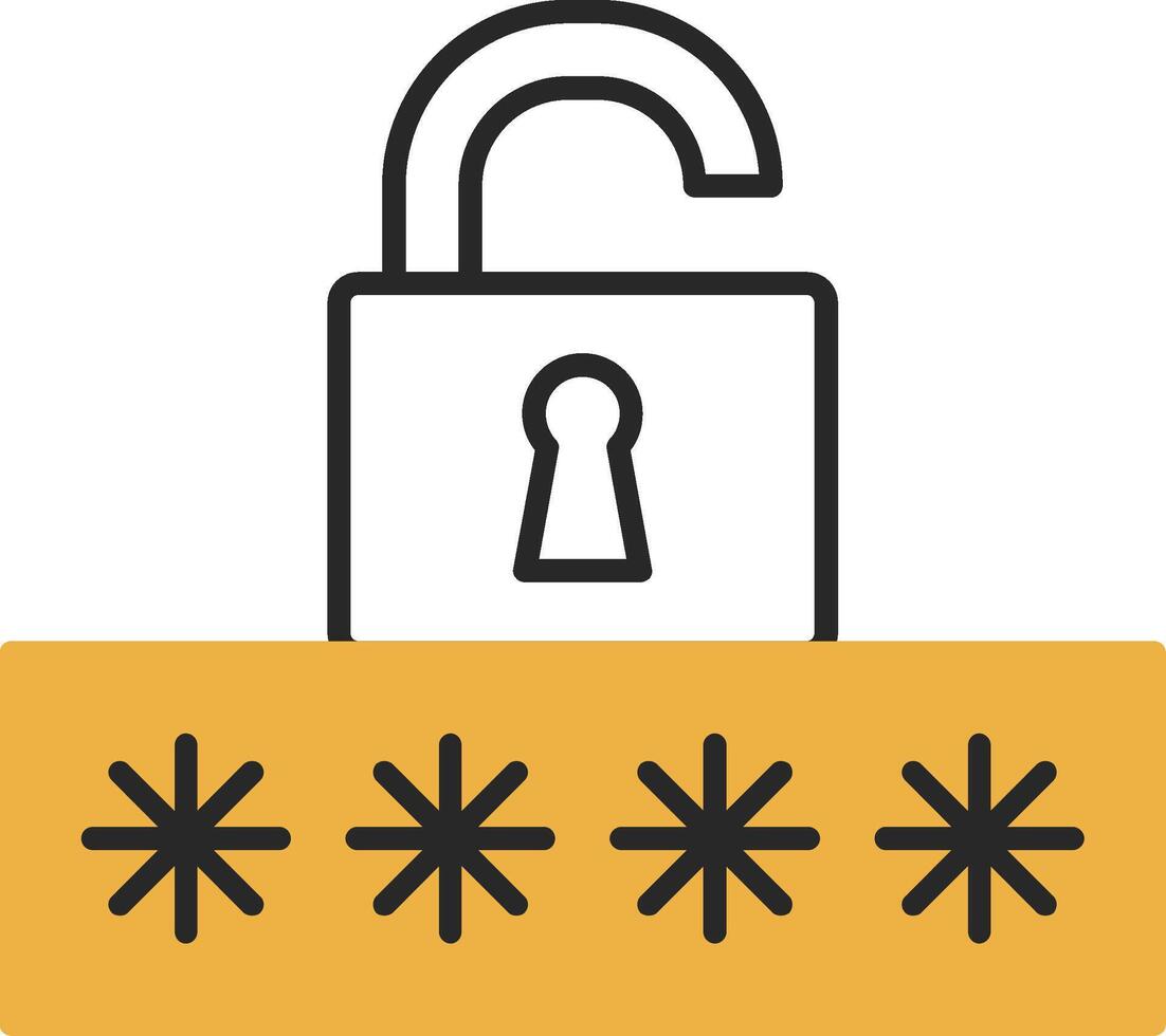 Broken Password Skined Filled Icon vector
