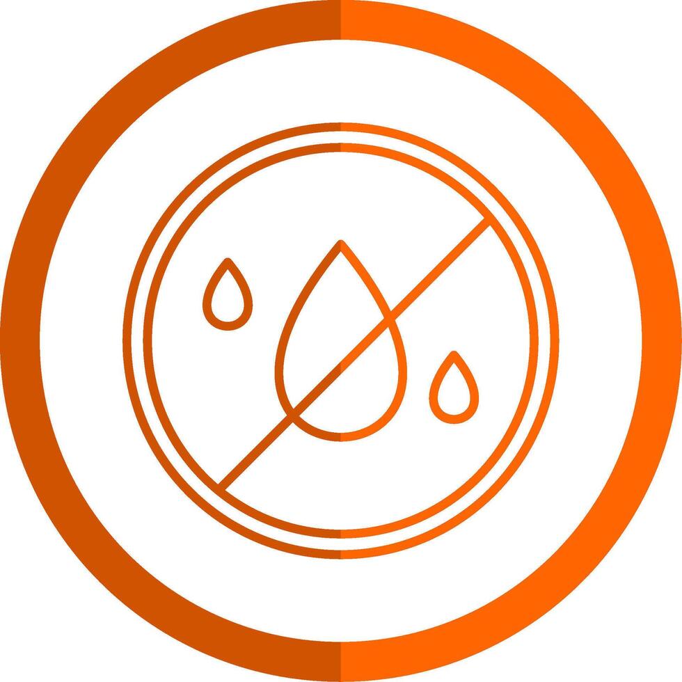No Water Line Orange Circle Icon vector
